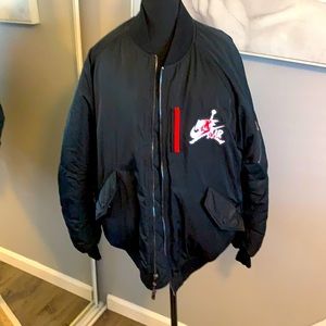 AIR JORDAN MEN'S WINGS MA-1 BOMBER JACKET BLACK WHITE Size L